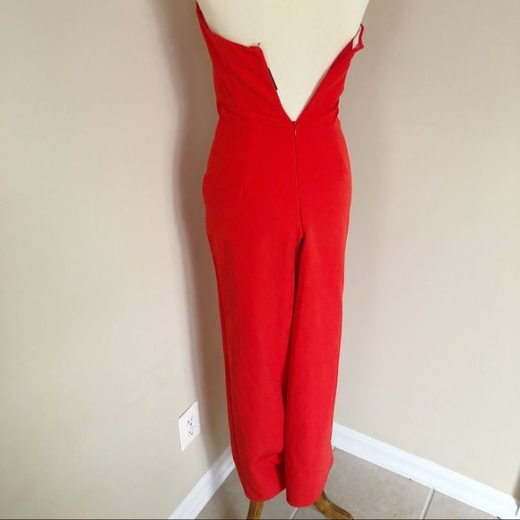 NWT Topshop Red Strapless Jumpsuit Size 0 - Picture 4 of 7